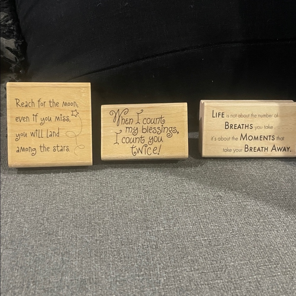 Stampabilities Set of 3 Uplifting Quotes Wooden  Rubber Stamps